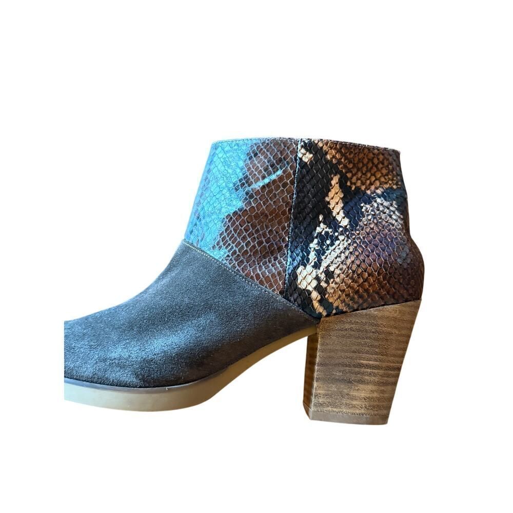 Eric Michael Booties Women 9.5 Brown Suede Snakeskin Boho Western Designer Spain - Picture 4 of 12